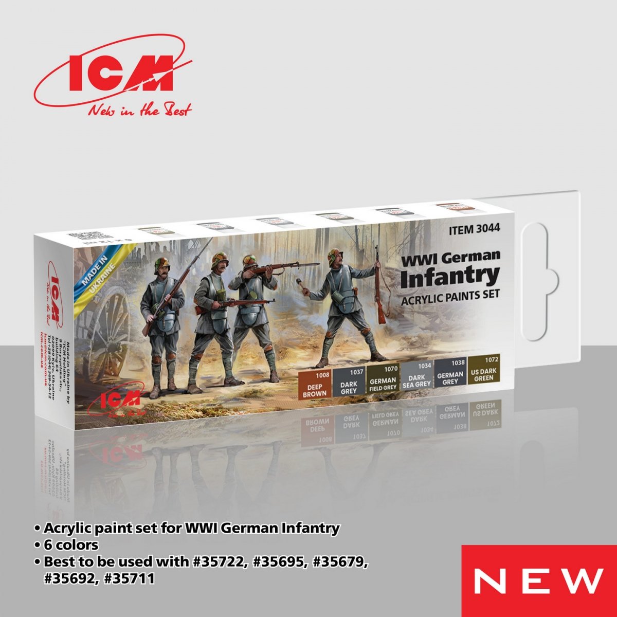ICM 3044 Acrylic paint set for WWI German infantry 12 ml x 6