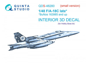 Quinta Studio QDS-48280 F/A-18C late 3D-Printed &amp;amp; colored Interior on decal paper (HobbyBoss)(Small version) 1/48
