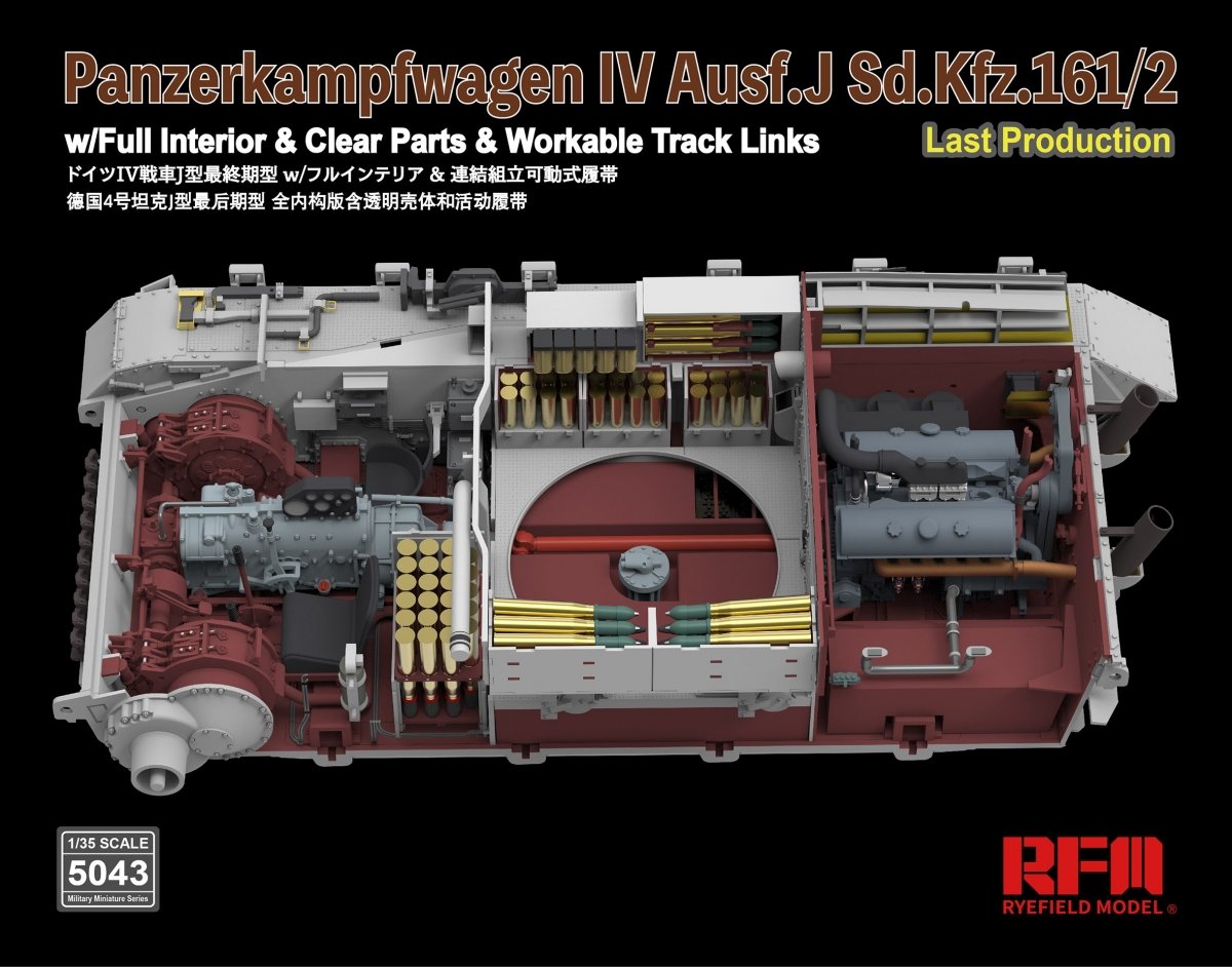 Rye Field Model 5043 Panzerkampfwagen IV Ausf.J Sd.Kfz.161/2 (w/full interior&amp;amp;clear parts&amp;amp;workle track links) 1/35 – obrázek 8