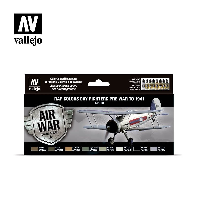 Vallejo 71149 Chasseurs de jour de la RAF d'avant-guerre à 1941, 8 x 17 ml