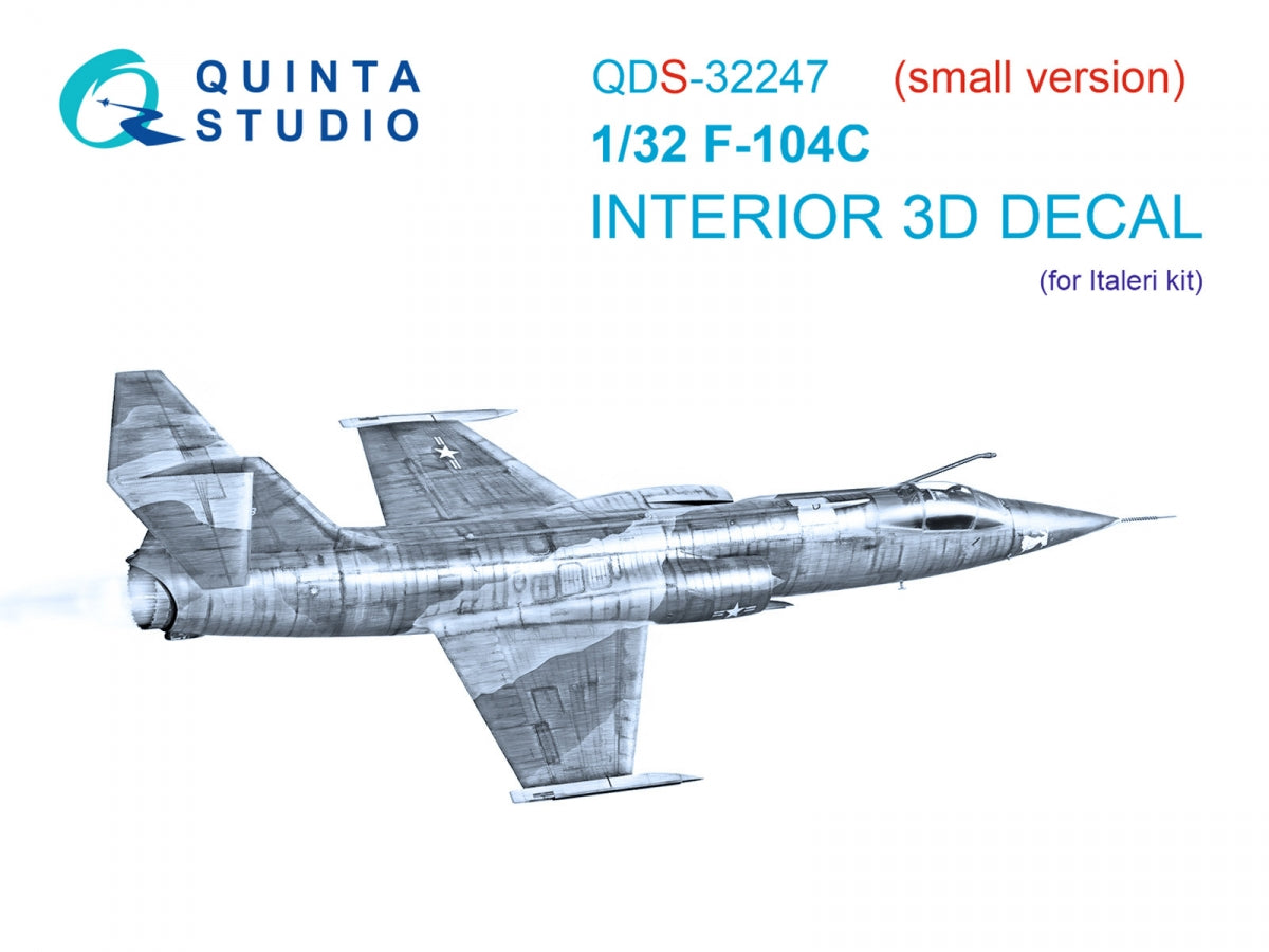 Quinta Studio QDS-32247 F-104C 3D-Printed &amp;amp; colored Interior on decal paper (Italeri) (Small version) 1/32