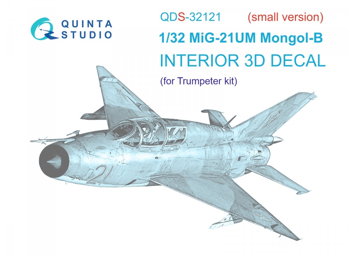 Quinta Studio QDS-32121 MiG-21UM 3D-Printed &amp; colored Interior on decal paper (Trumpeter) (Small version) 1/32
