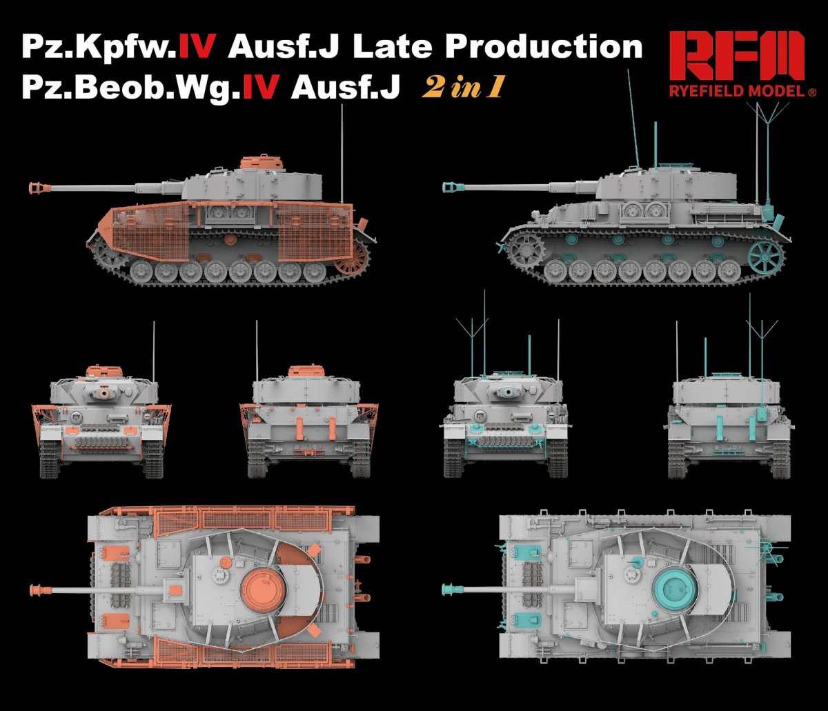 Rye Field Model 5033 Pz.Kpfw.IV Ausf.J Late Production/ Pz.Beob.Wg.IV Ausf.J 2 in 1 1/35 – obrázek 4