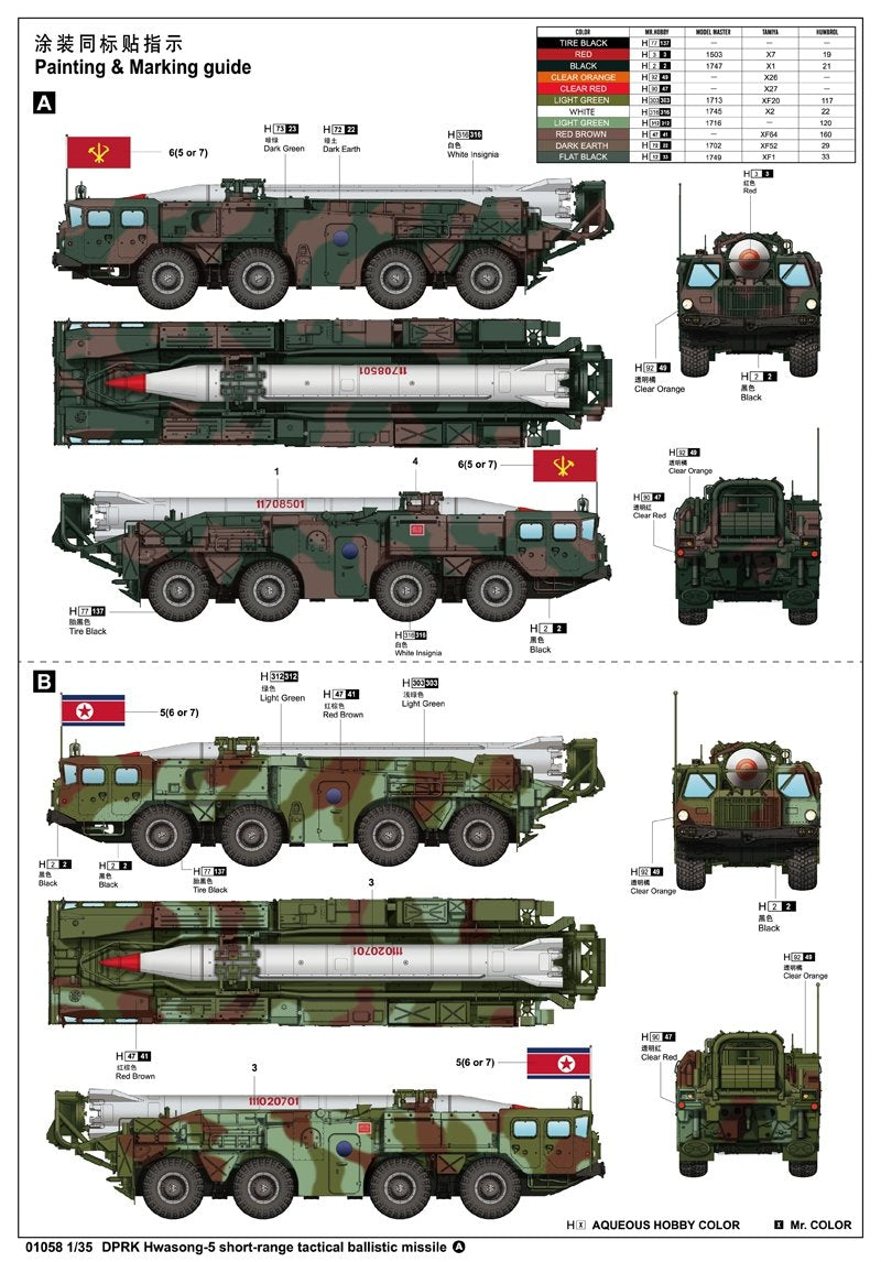 Trumpeter 01058 DPRK Hwasong 5 short-range tactical ballistic missile 1/35 – immagine 2