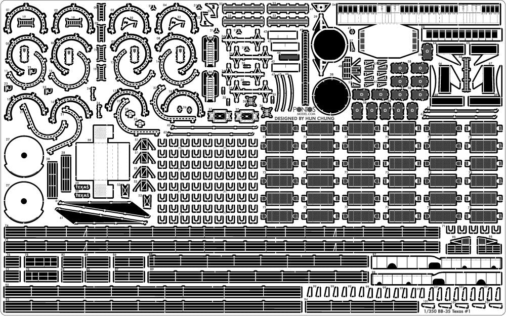 Pontos 35024FN USS BB-35 Texas 1945 Detail up set (Teak tone Deck) 1/350 – image 14
