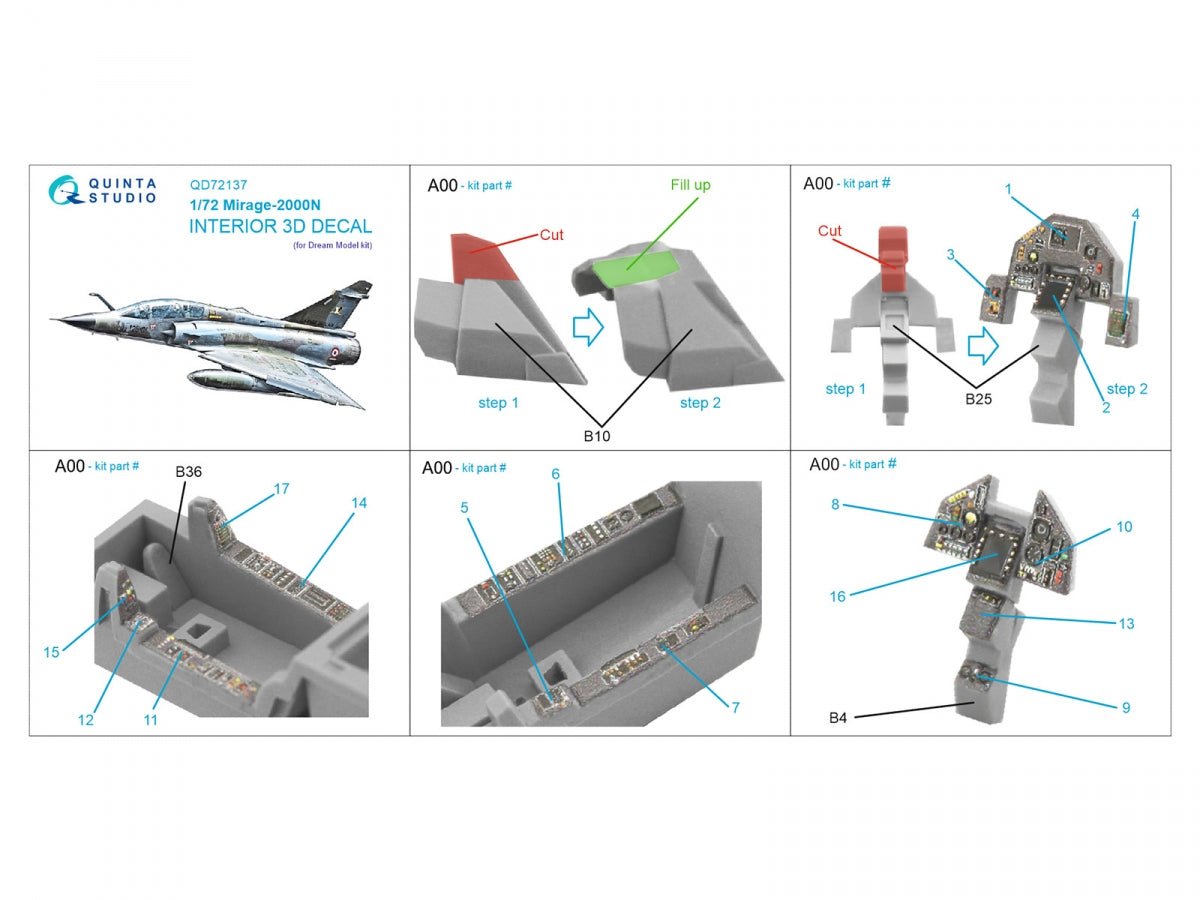 Quinta Studio QD72137 Mirage 2000N 3D-Printed colored Interior on decal paper (Dream Model) 1/72 – image 2