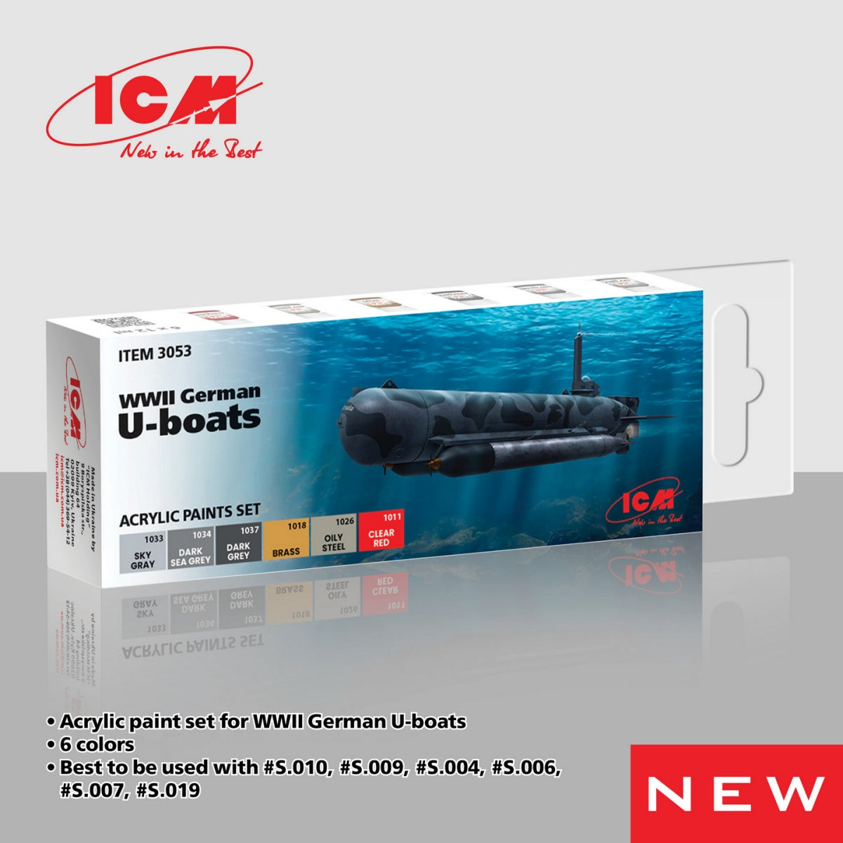 ICM 3053 Acrylic paints set for WWII German U-boats 12 ml x 6