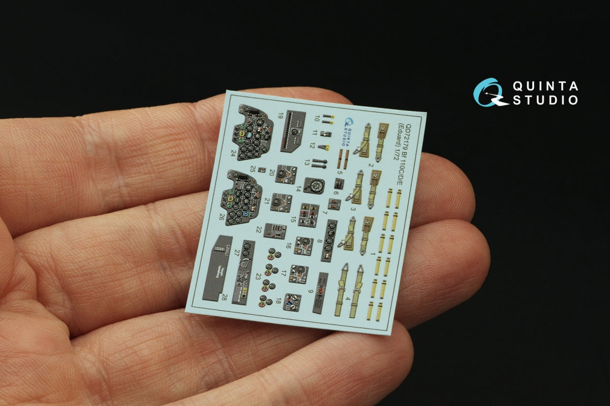Quinta Studio QD72179 Bf 110C/D/E 3D-Printed &amp;amp; colored Interior on decal paper (Eduard) 1/72 – image 4