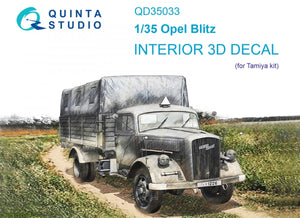 Quinta Studio QD35033 Opel Blitz 3D-Printed &amp;amp; colored Interior on decal paper (Tamiya) 1/35