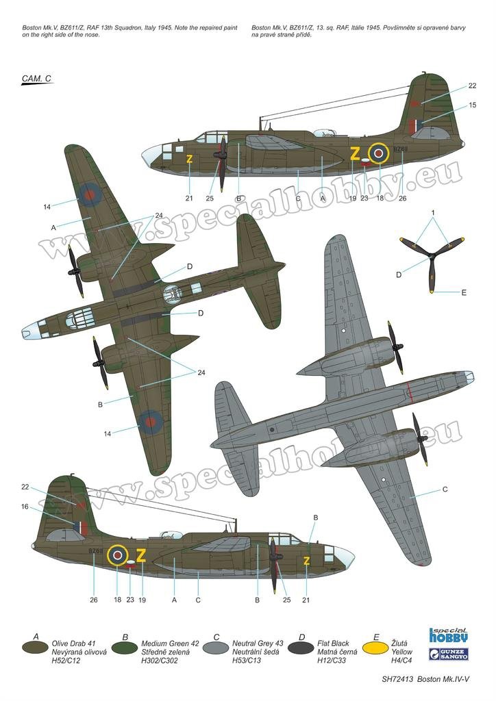 Special Hobby 72413 Boston Mk. IV/V &amp;#39;The Last Version in RAF and Free French Service&amp;#39; 1/72 – obrázek 6