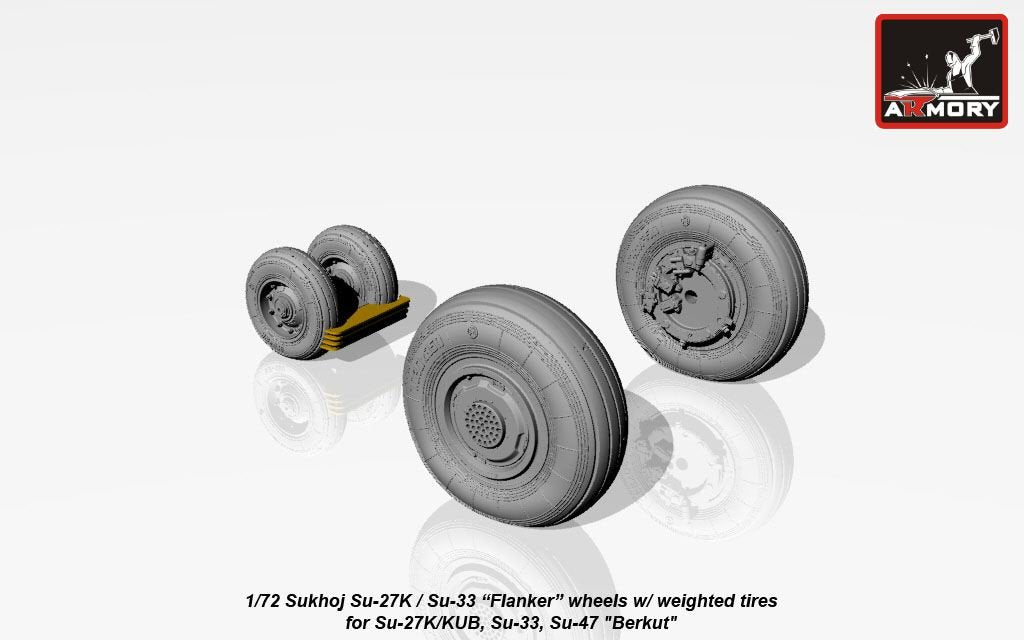 Armory Models AW72034 Sukhoj Su-27K / Su-33 Flanker wheels w/ weighted tires, front mudguard 1/72 – image 4