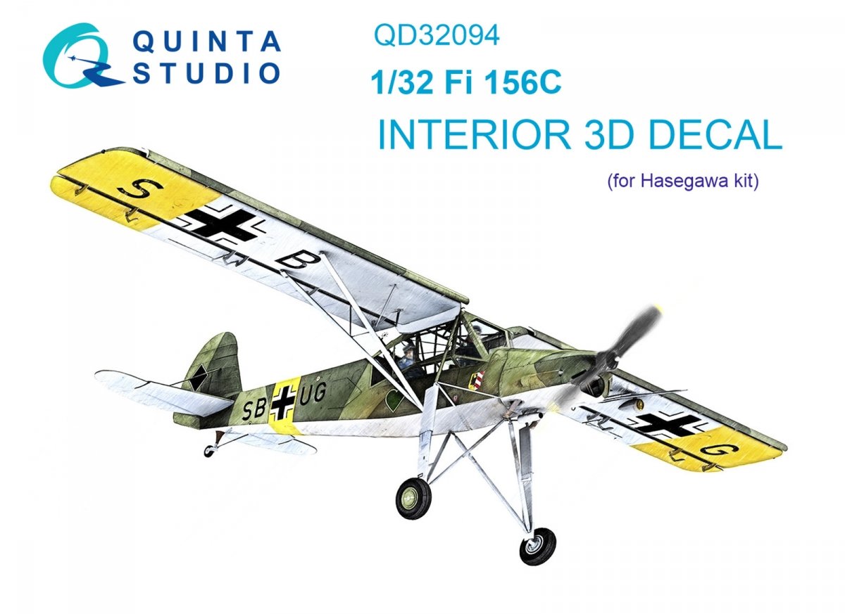Quinta Studio QD32094 Fi 156C 3D-Printed &amp;amp; colored Interior on decal paper (Hasegawa) 1/32