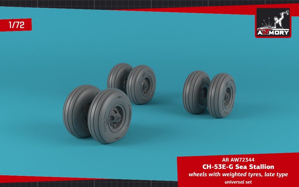 Armory Models AW72344 CH-53 Sea Stallion wheels w/ weighted tires, late 1/72 – obrázek 3