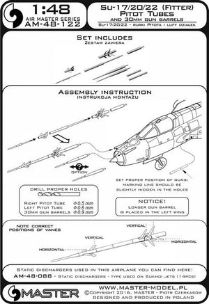 Master AM-48-122 Su-17, Su-20, Su-22 (Fitter) - Pitot Tubes and 30mm gun barrels 1/48 – image 4