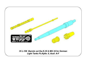 Aber 35L-106N Barrels set KwK.30 &amp;amp; MG 34 for Pz.Kpfw. II, Ausf. AF (1/35) – imagen 8