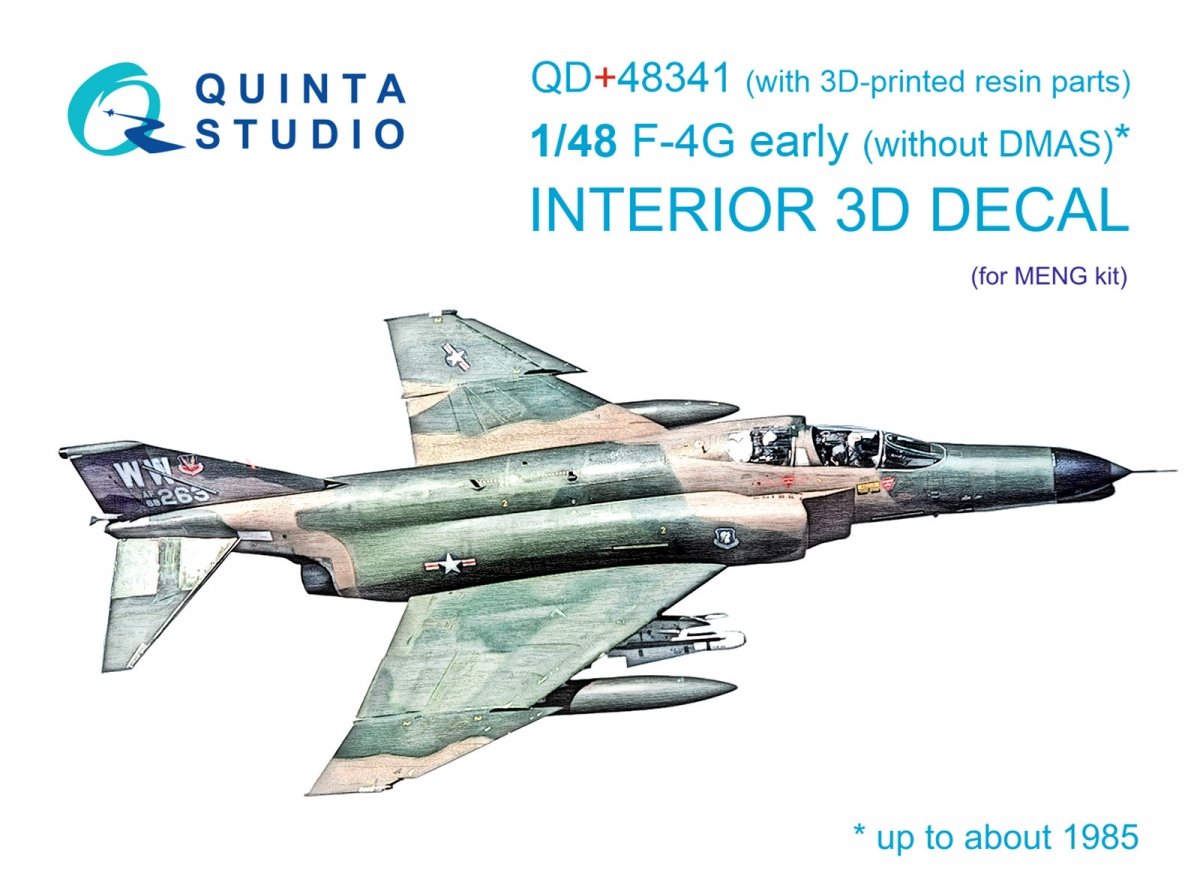 Quinta Studio QD+48341 F-4G early 3D-Printed &amp;amp; colored Interior on decal paper (Meng) (with 3D-printed resin parts) 1/48
