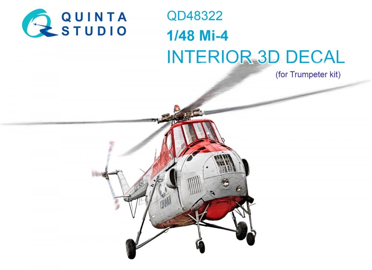 Quinta Studio QD48322 Mi-4 3D-Printed &amp;amp; colored Interior on decal paper (Trumpeter) 1/48