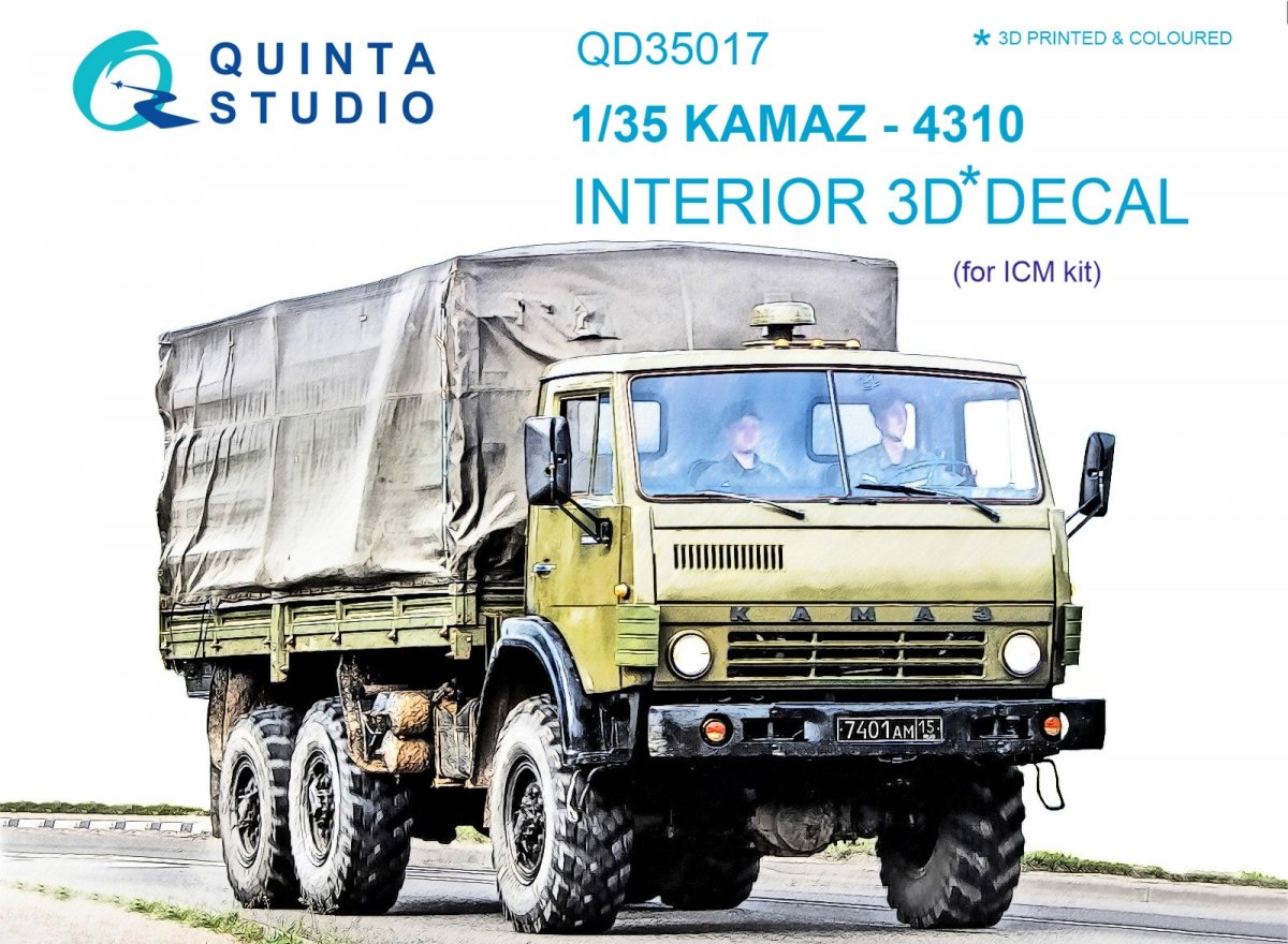 Quinta Studio QD35017 KAMAZ 4310 3D-Printed &amp; colored Interior on decal paper (for ICM kit) 1/35