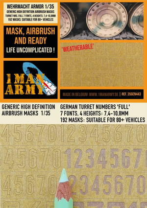 1 Man Army 35GEN443 German Turret No. Full Font 1/35
