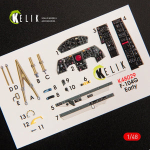 KELIK K48029 F-104G &amp;quot;STARFIGHTER&amp;quot; EARLY TYPE INTERIOR 3D DECALS FOR HASEGAWA KIT 1/48