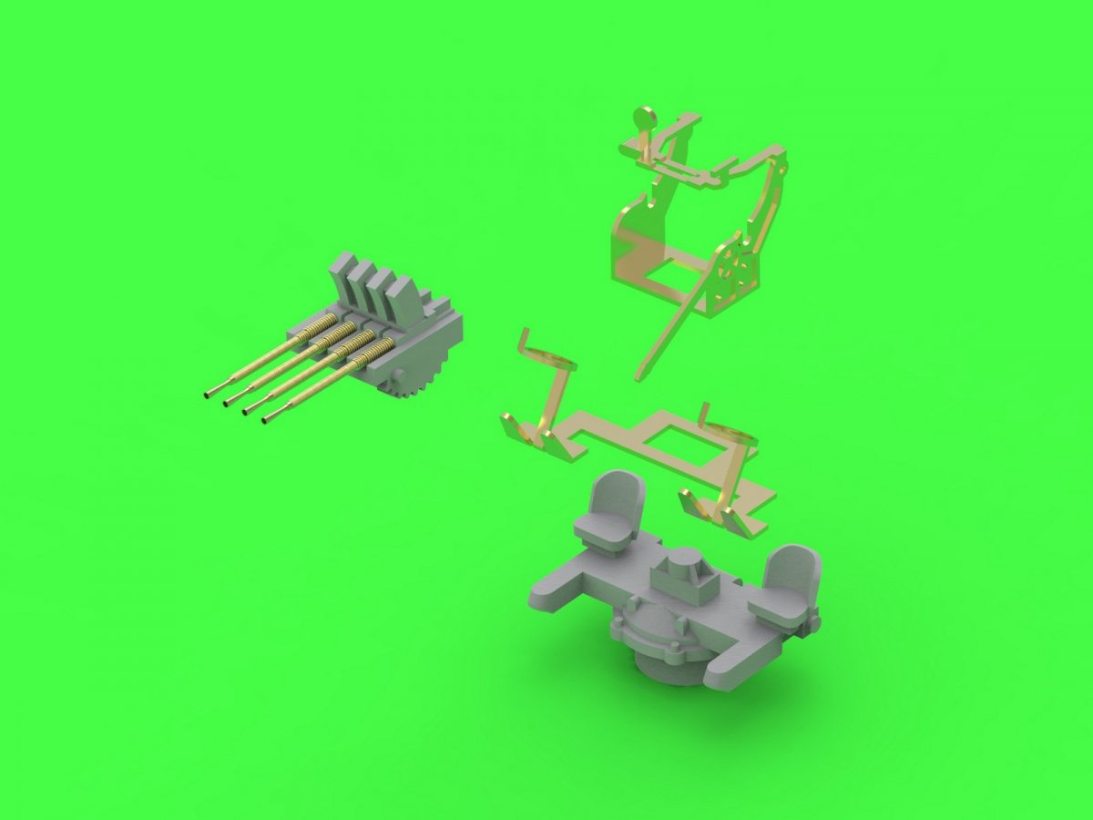 Master SM-350-104 French Quadruple Hotchkiss Cannon 13.2mm/76 (0.52in) Model 1929 – (resin, metal and photo-etched parts) – (4 pcs.) (1/350) – image 2