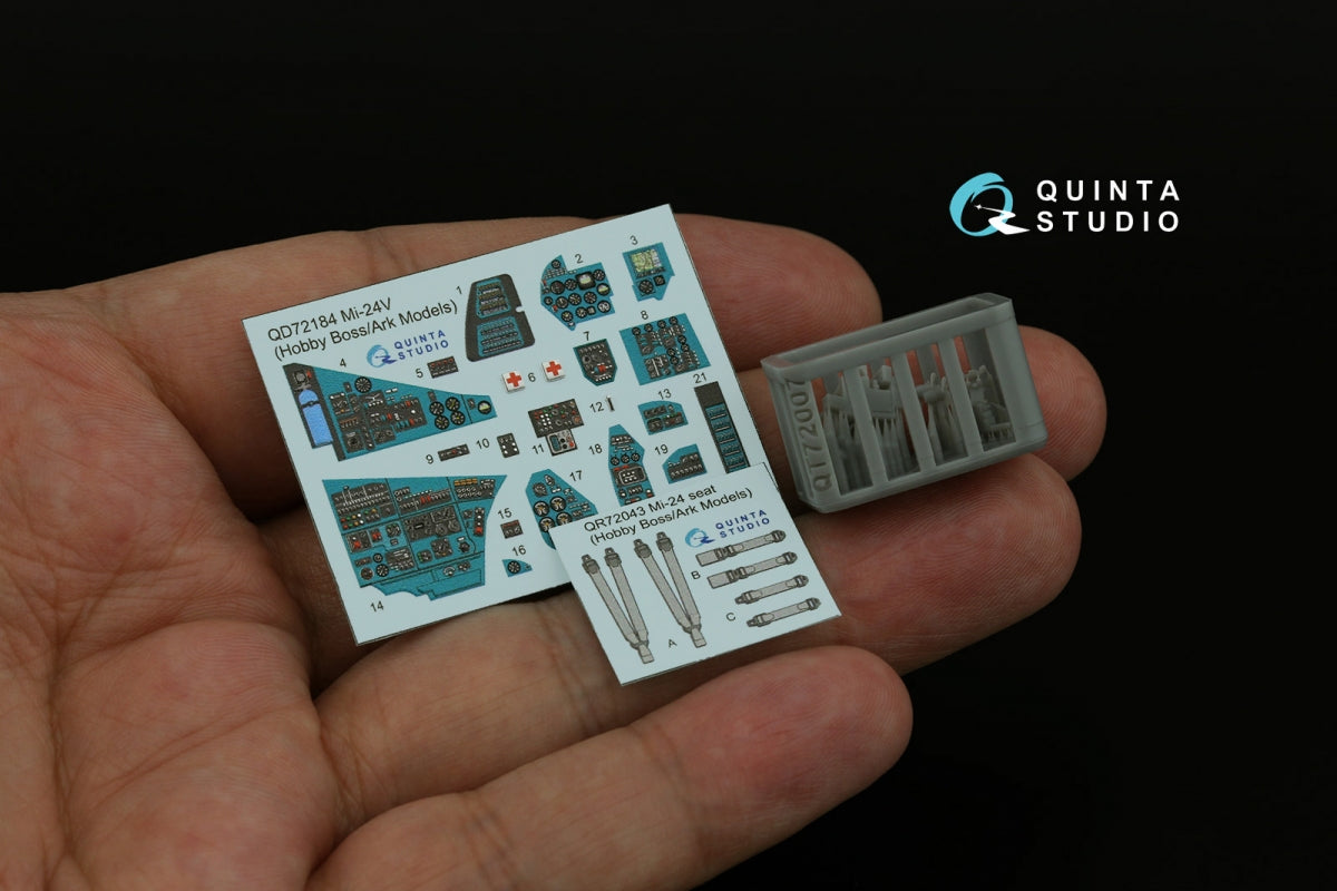 Quinta Studio QD+72184 Mi-24V 3D-Printed &amp;amp; colored Interior on decal paper (Hobby Boss/ARK Models) (with 3D-printed resin parts) 1/72 – immagine 2