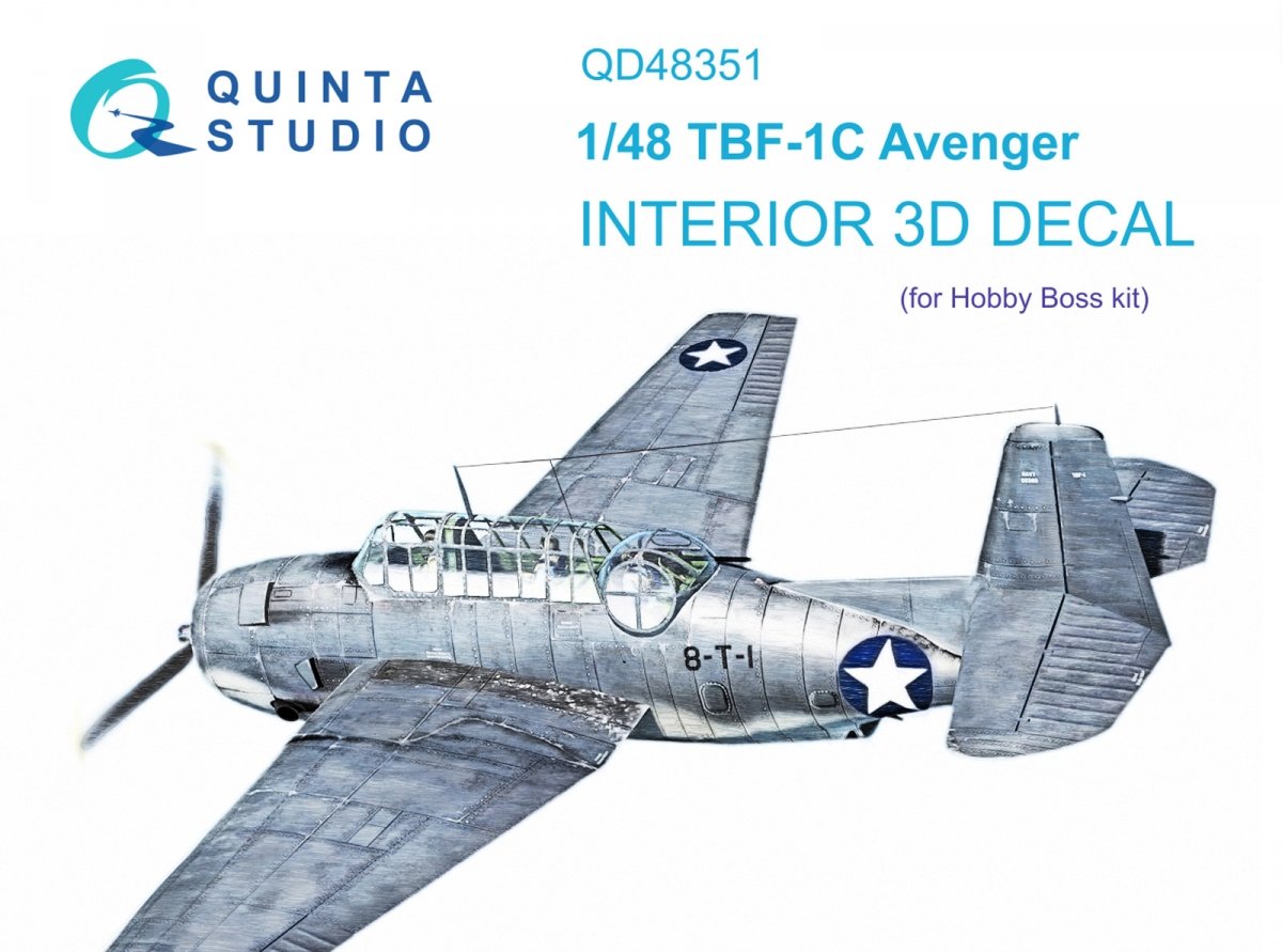 Quinta Studio QD48351 TBF-1C 3D-Printed &amp;amp; colored Interior on decal paper (Hobby Boss) 1/48