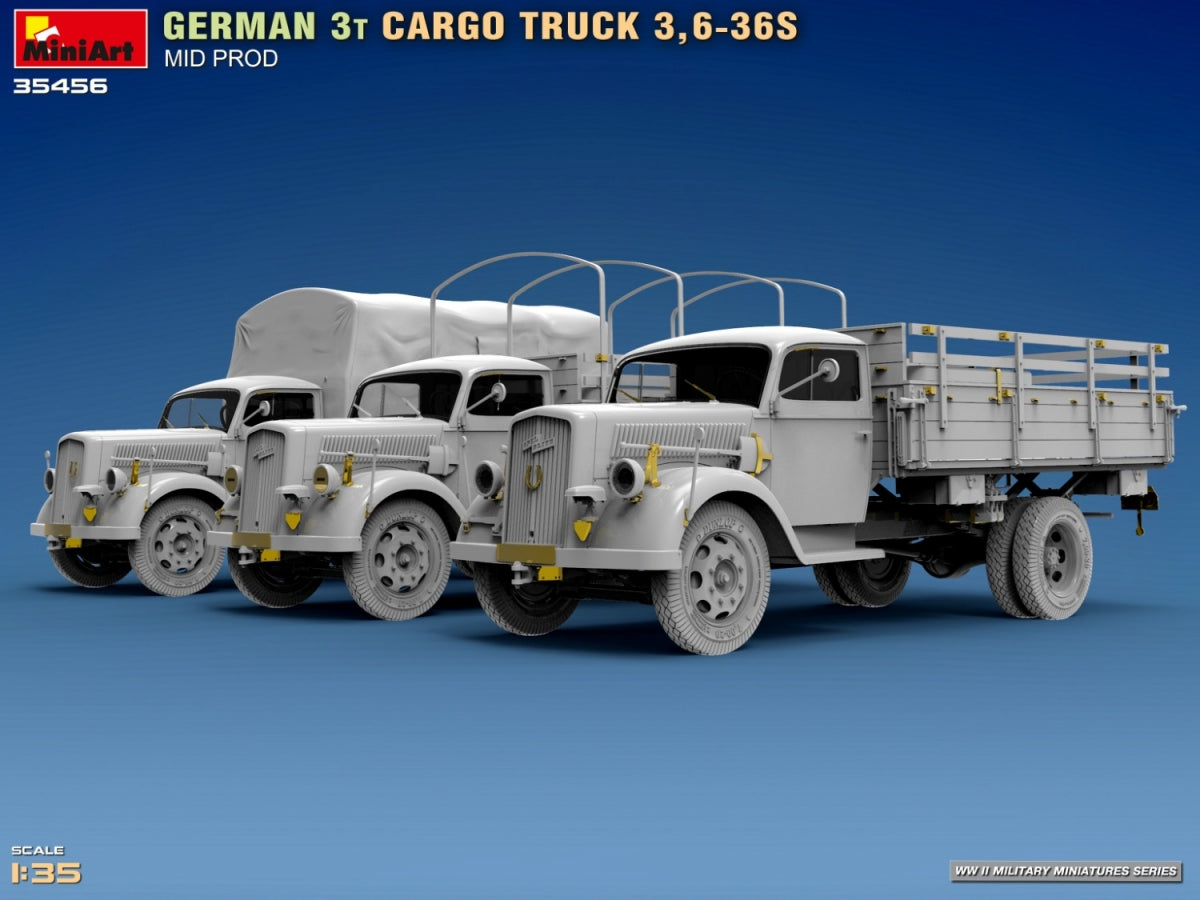 Miniart 35456 GERMAN 3T CARGO TRUCK 3,6-36S MID PROD 1/35 – zdjęcie 7