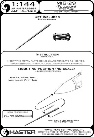 Master AM-144-028 MiG-29 (Fulcrum) - Pitot Tube 1/144 – Bild 3