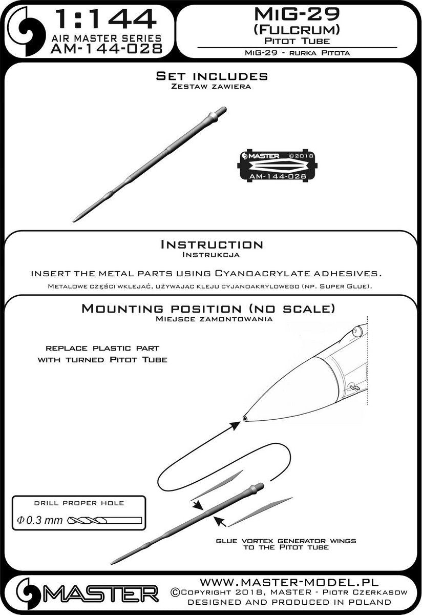 Master AM-144-028 MiG-29 (Fulcrum) - Pitot Tube 1/144 – Bild 3