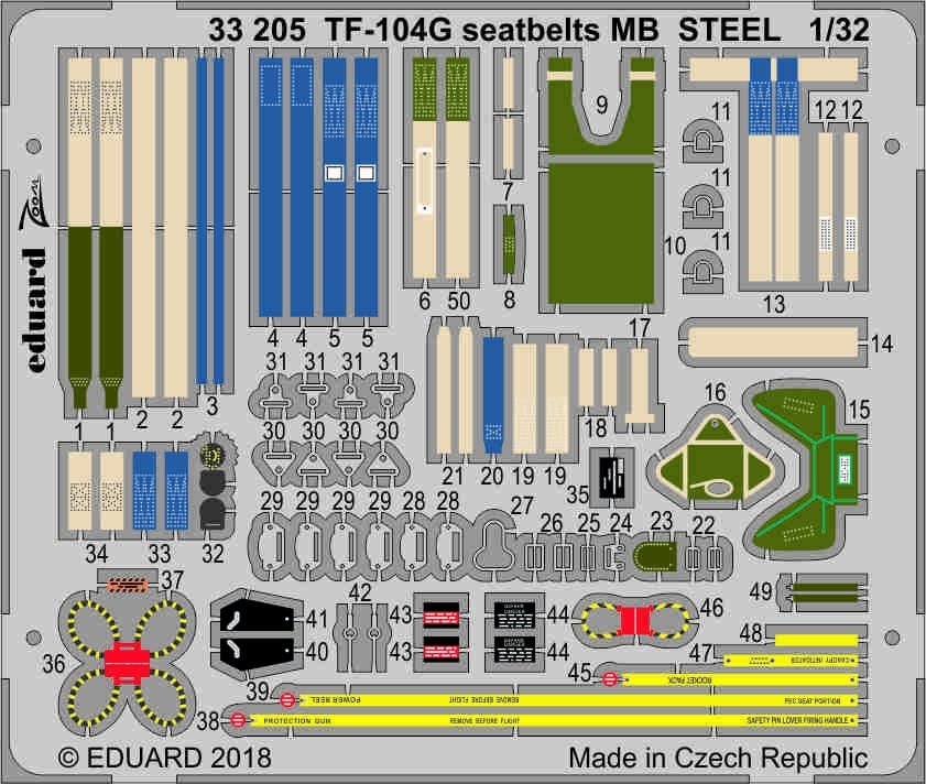 Ceintures de sécurité Eduard 33205 TF-104G MB STEEL ITALERI 1/32