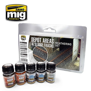 AMMO de Mig Jimenez 7470 Zones de dépôt Chenilles boueuses Kit de vieillissement 5x35ml