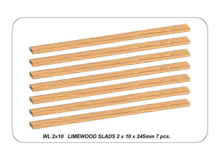 Aber WL 2x10 Linden Wooden Strips 2 x 10 x 245mm x 7 pcs – Bild 4