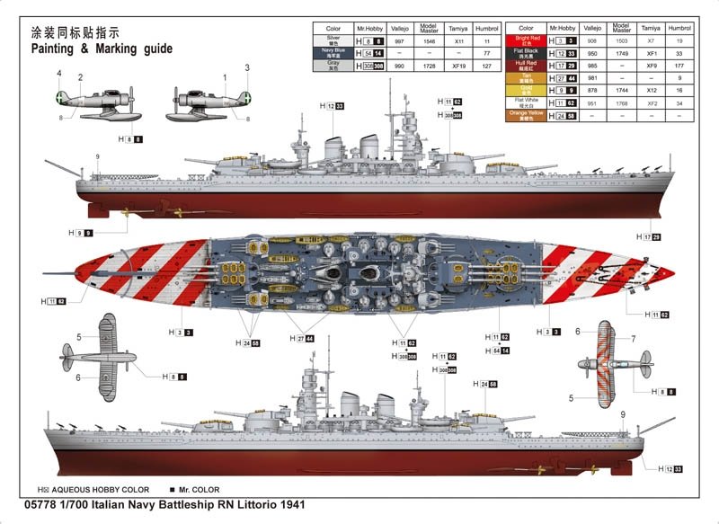 Trumpeter 05778 Italian Navy Battleship RN Littorio 1941 1/700 – immagine 6