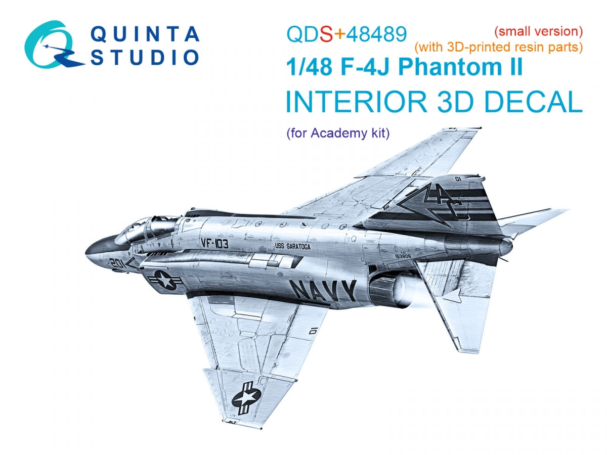 Quinta Studio QDS+48489 F-4J Phantom II 3D-Printed &amp;amp; colored Interior on decal paper (Academy) (Small version) (with 3D-printed resin parts) 1/48