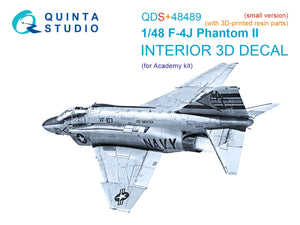 Quinta Studio QDS+48489 F-4J Phantom II 3D-Printed &amp;amp; colored Interior on decal paper (Academy) (Small version) (with 3D-printed resin parts) 1/48