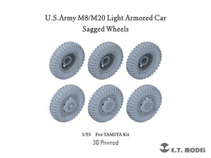 ET Model P35-150 USArmy M8/M20 Light Armored Car Sagged Wheels For TAMIYA Kit 1/35