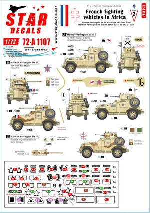 Star Decals 72-A1107 Véhicules de combat français en Afrique n° 2 FFL - Forces Françaises Libres 1/72