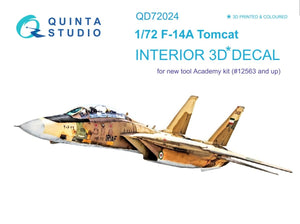 Quinta Studio QD72024 F-14A 3D-Printed &amp;amp; colored Interior on decal paper (for Academy kit) 1/72