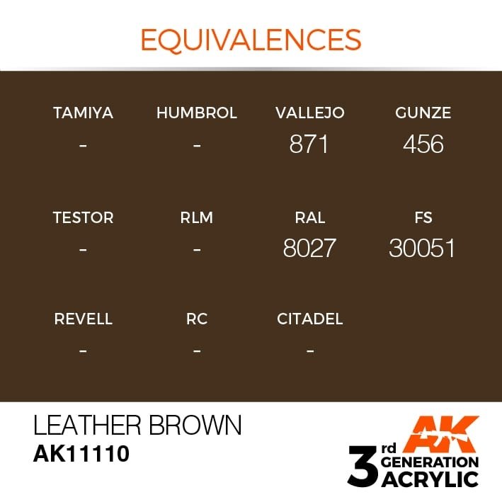 AK Interactive AK11110 LEATHER BROWN – STANDARD 17ml – imagen 3