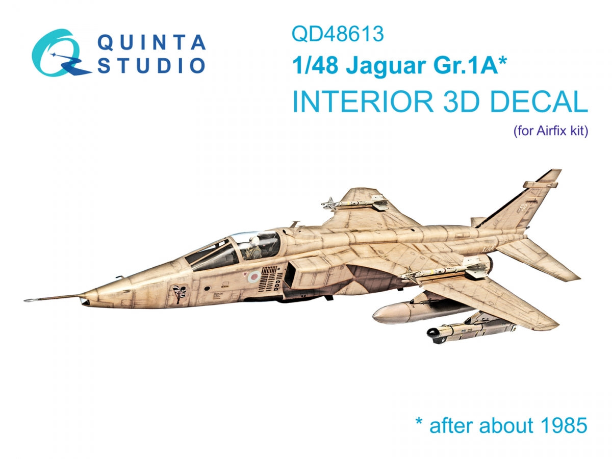 Quinta Studio QD48613 Jaguar Gr.1A 3D-Printed &amp;amp; coloured Interior on decal paper (Airfix) 1/48