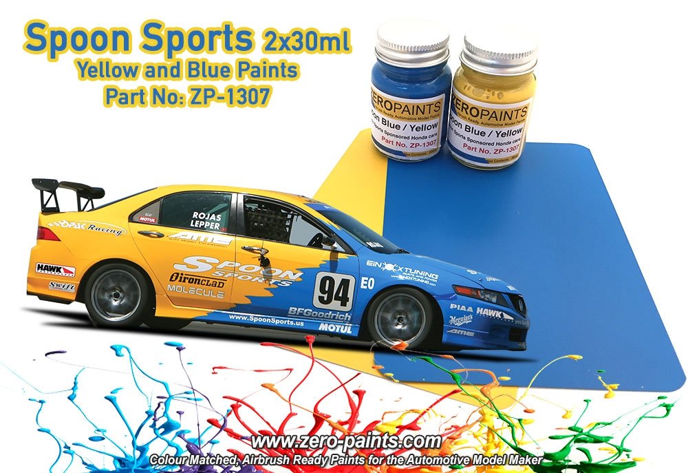 Coffret de peinture Zero Paints ZP-1307 Spoon Sports bleu et jaune (2 x 30 ml)