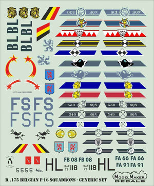 ModelMaker Decals D48175 Belgian F-16 Squadrons GENERIC SET 1/48 – Bild 4