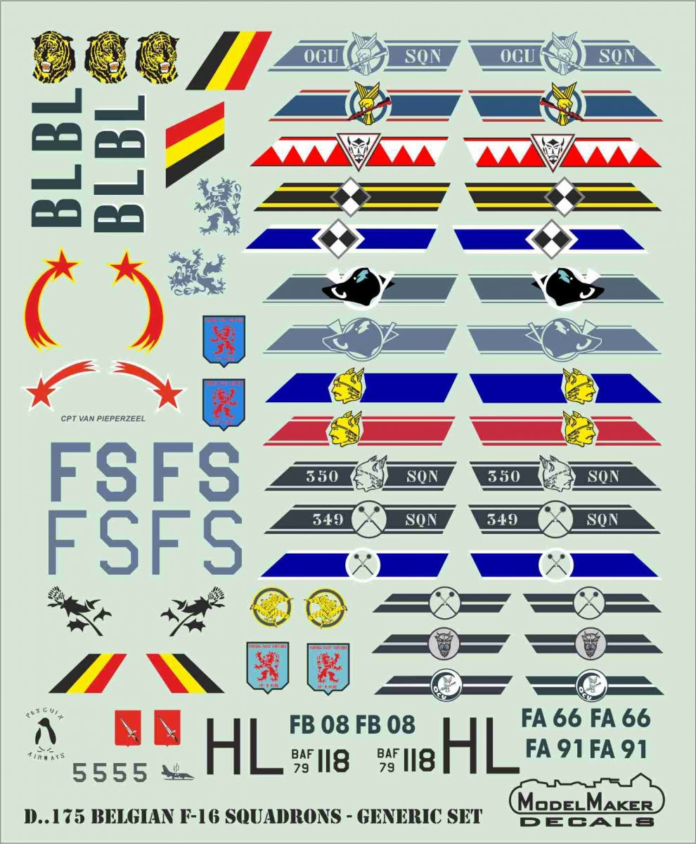 ModelMaker Decals D48175 Belgian F-16 Squadrons GENERIC SET 1/48 – Bild 4