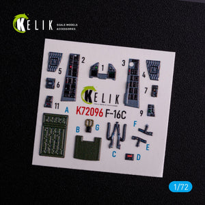 KELIK K72096 F-16C - interior 3D decals for Hasegawa kit 1/72 – Bild 2