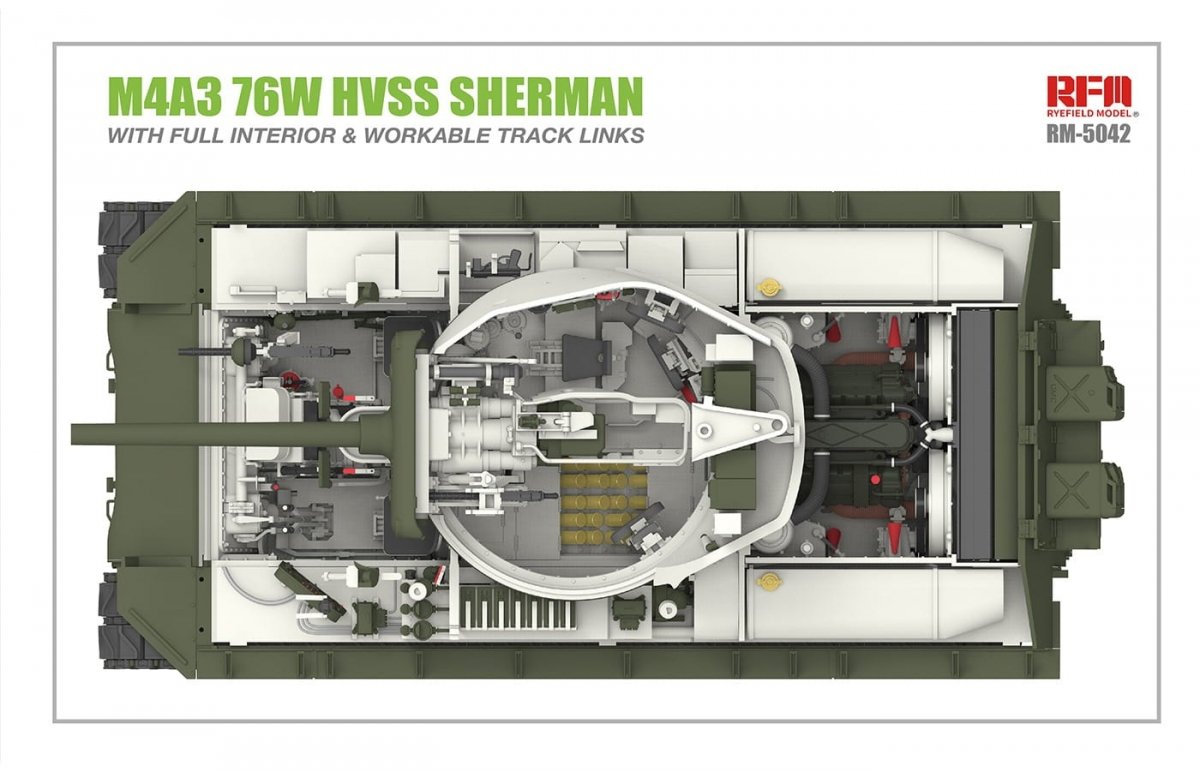 Rye Field Model 5042 M4A3 76W HVSS Sherman With full interior 1/35 – image 5