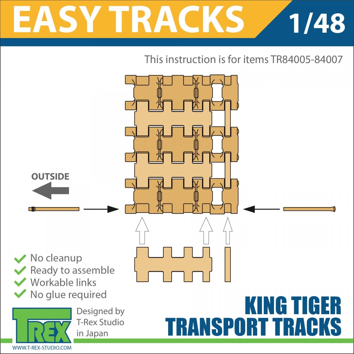 T-Rex Studio TR84005 King Tiger Transport Tracks Pattern 1 1/48 – image 5