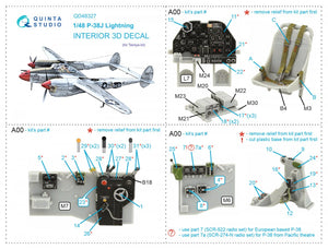 Quinta Studio QD48327 P-38J 3D-Printed &amp;amp; colored Interior on decal paper (Tamiya) 1/48 – image 2