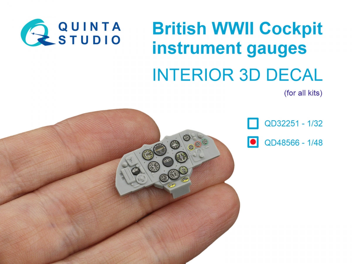 Quinta Studio QD48566 British WWII Cockpit instrument gauges 3D-Printed &amp;amp; colored Interior on decal paper (All Kits) 1/48