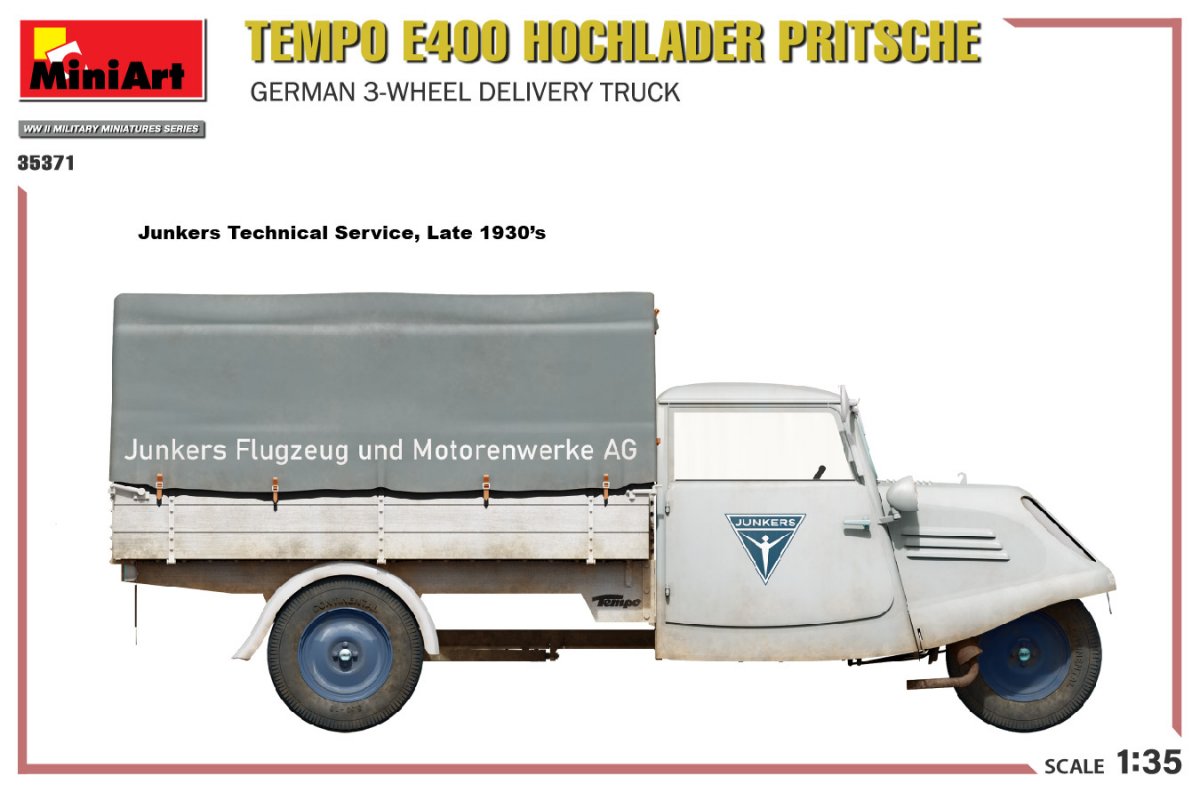 MiniArt 35371 Tempo E400 Hochlader Pritsche German 3-wheel delivery truck 1/35 – immagine 11